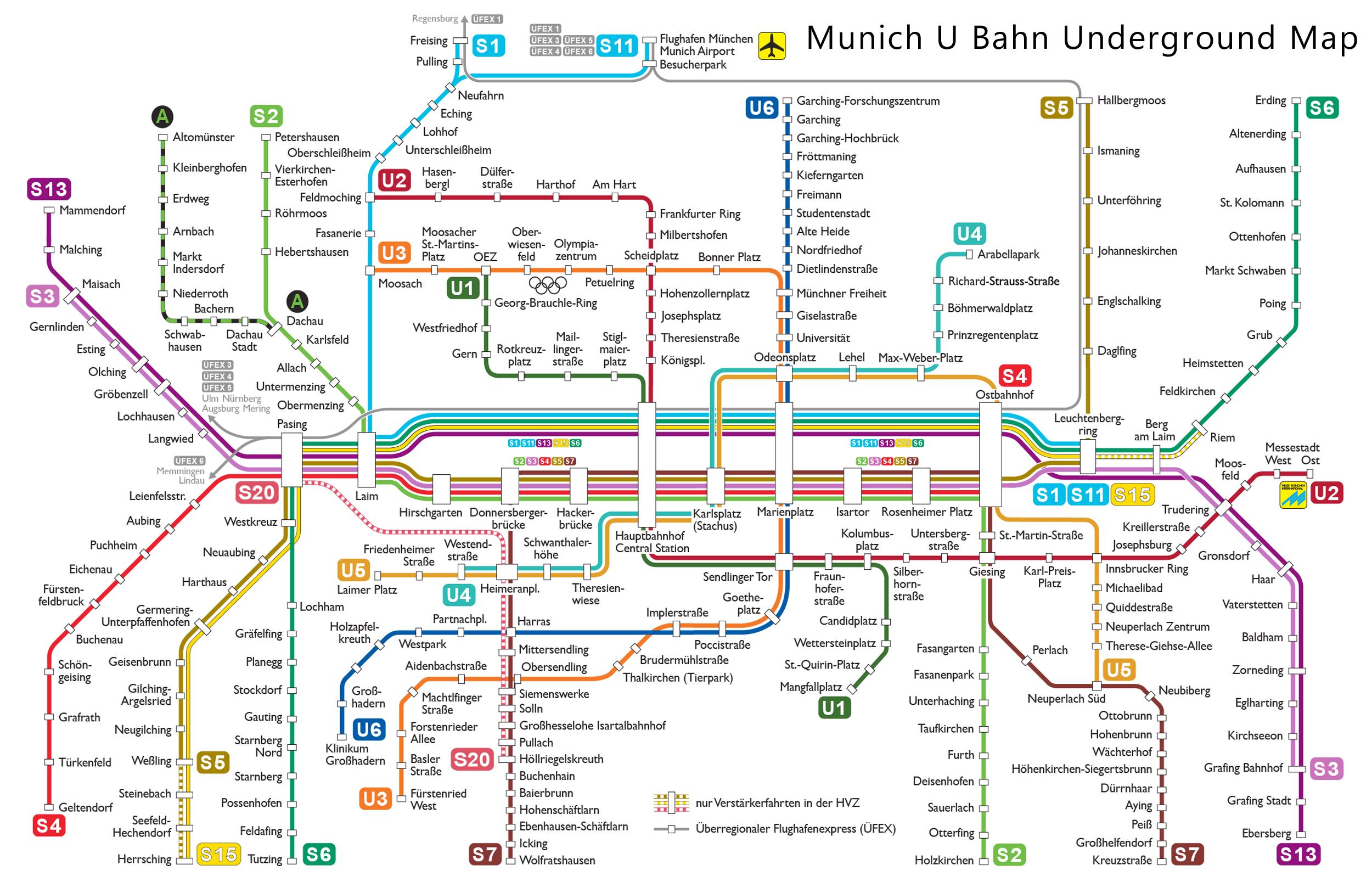 Карта метро мюнхена с зонами