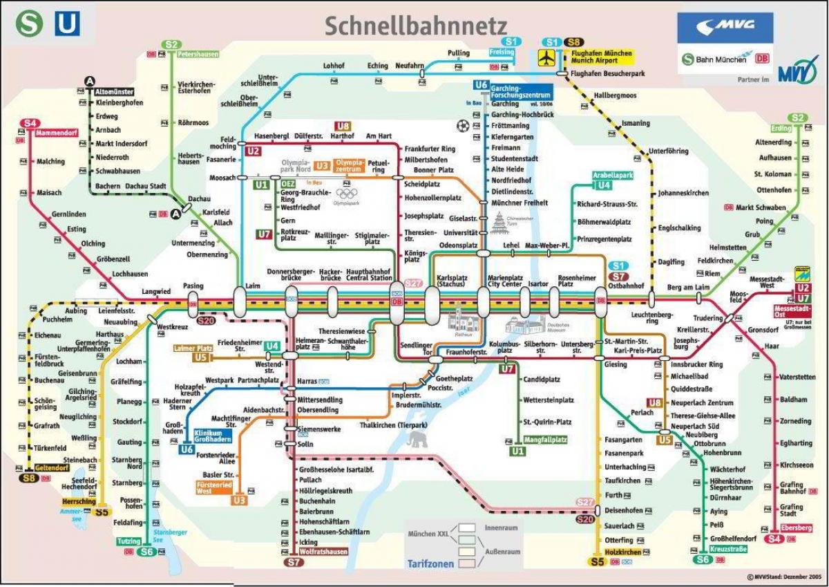 Мюнхен Схема Метро - Карта Метро Мюнхена (Бавария - Германия)