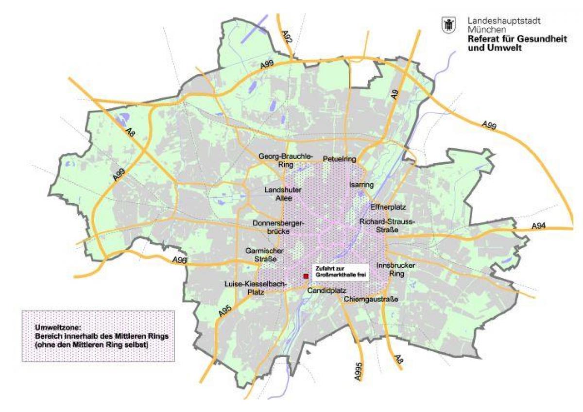 Карта Мюнхена зеленая зона