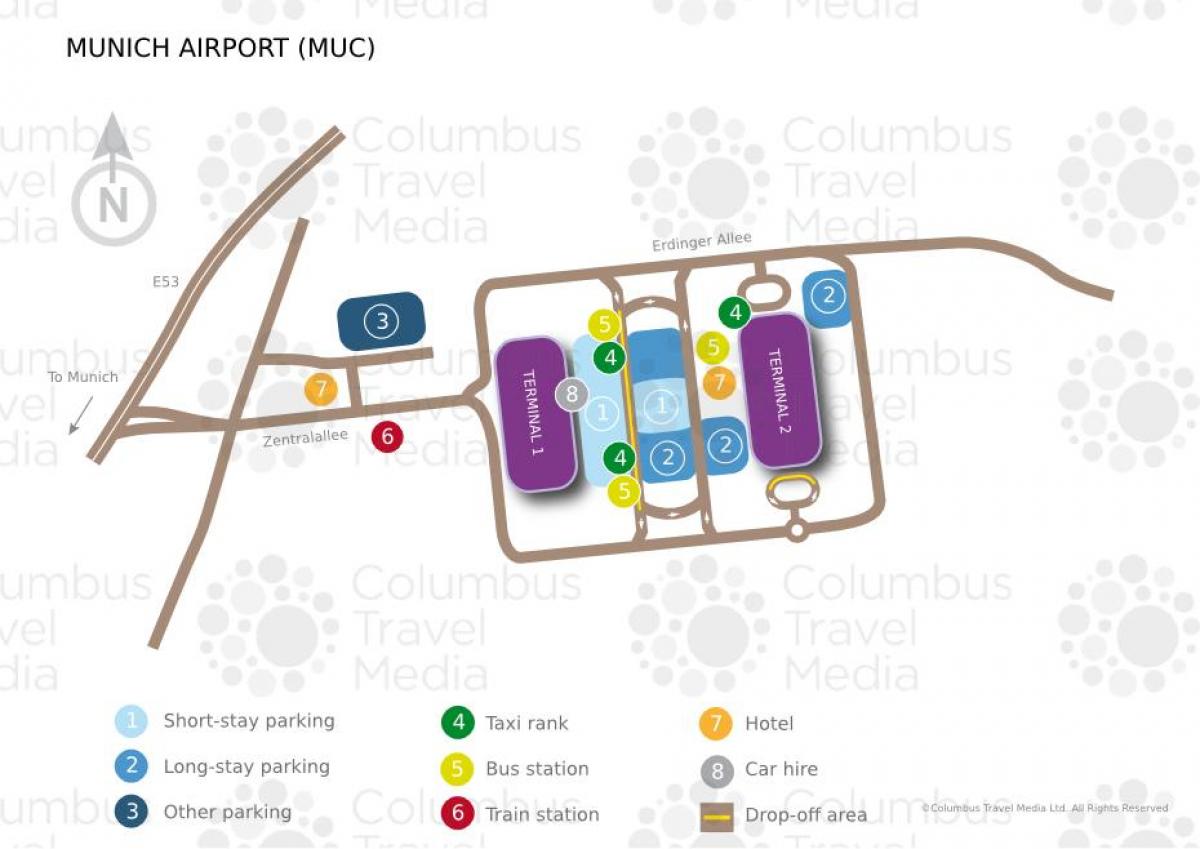 Карта железнодорожного вокзала Мюнхена до аэропорта 