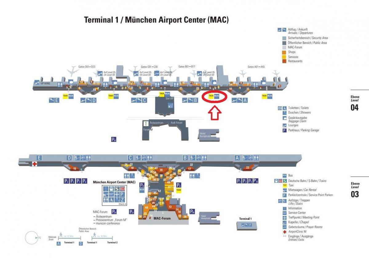 Карта Мюнхена Терминал 1 аэропорта