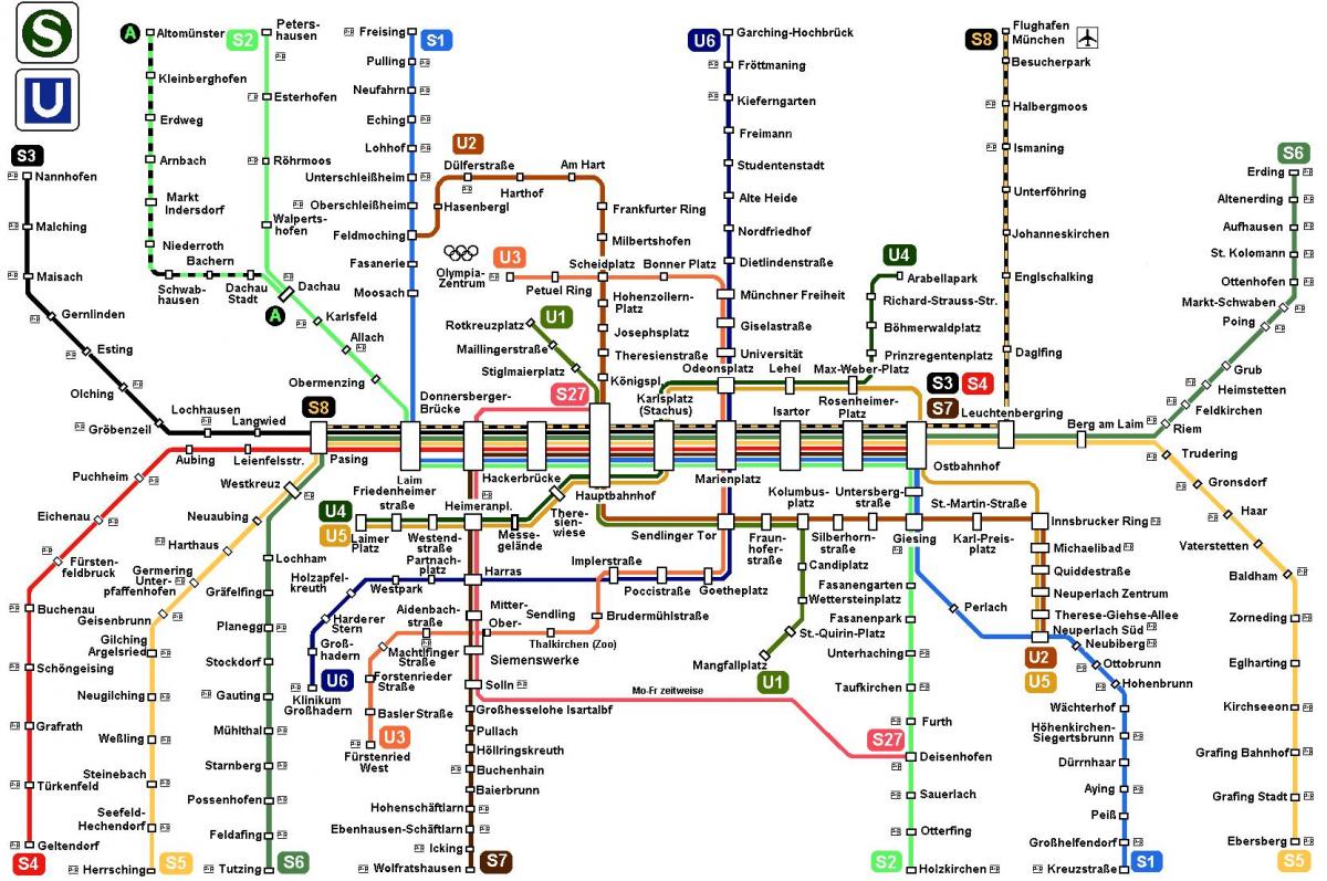 карта метро Мюнхена Германия