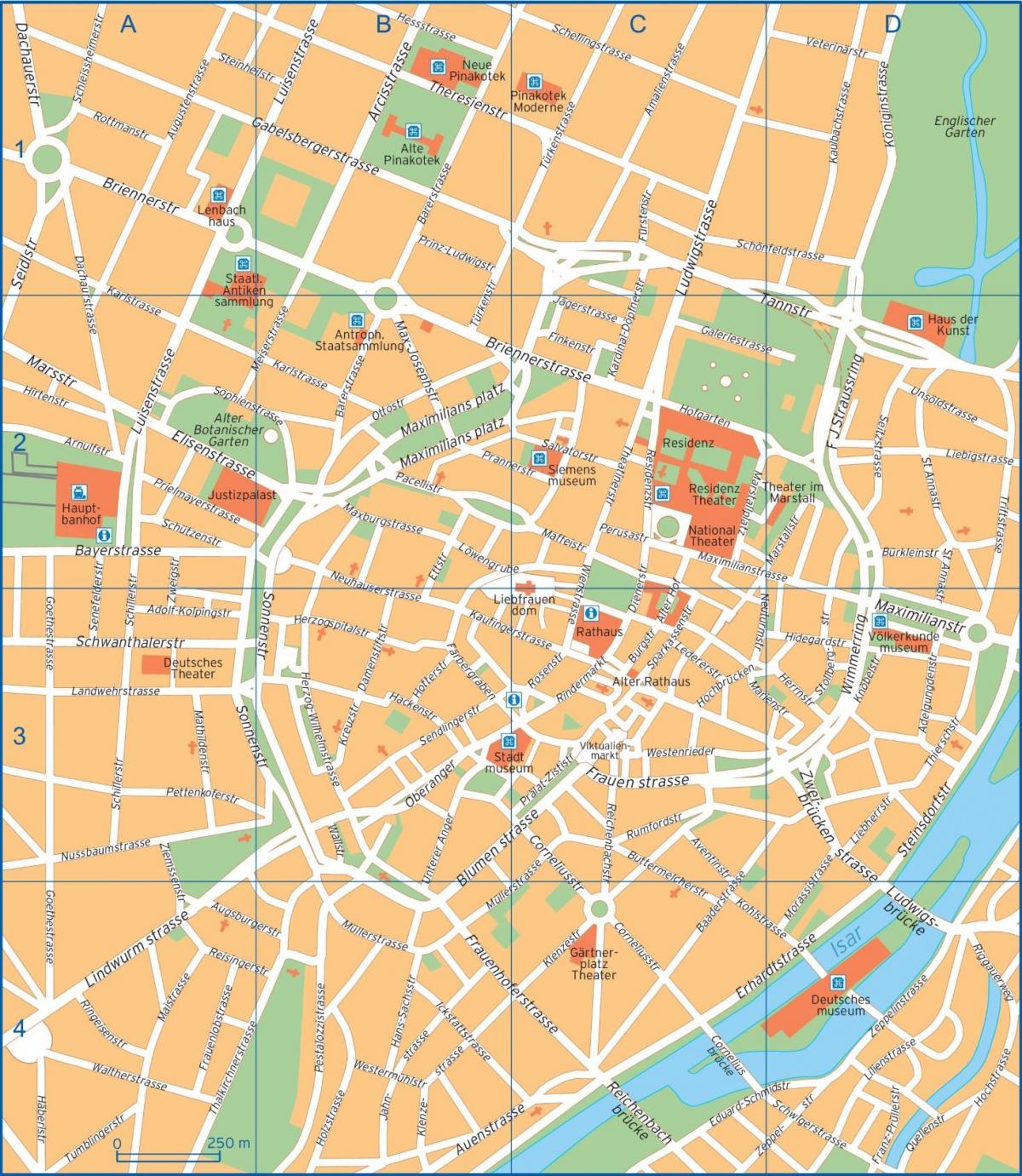 карта улиц Мюнхена, Германия