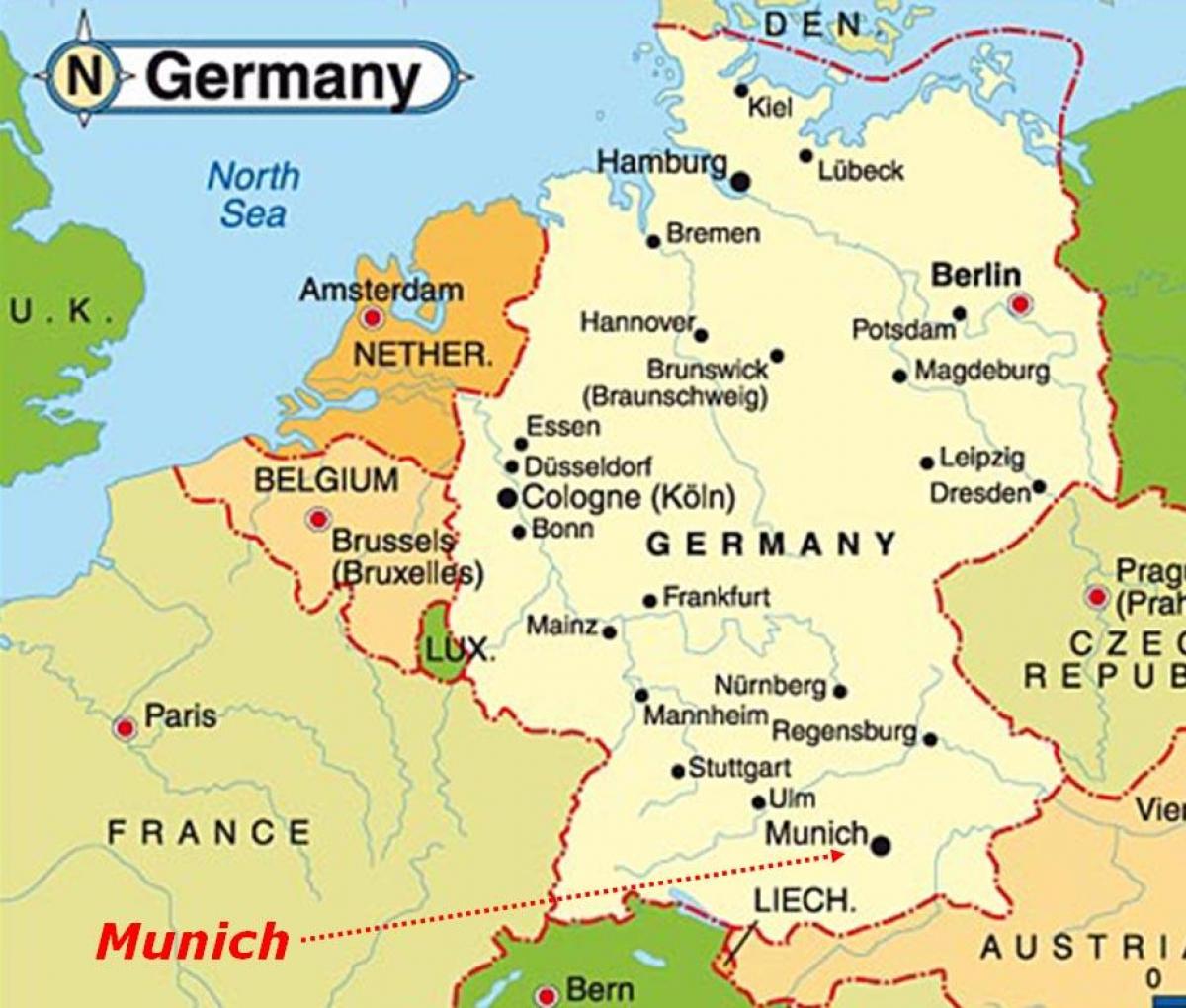 Карта Мюнхена Европы