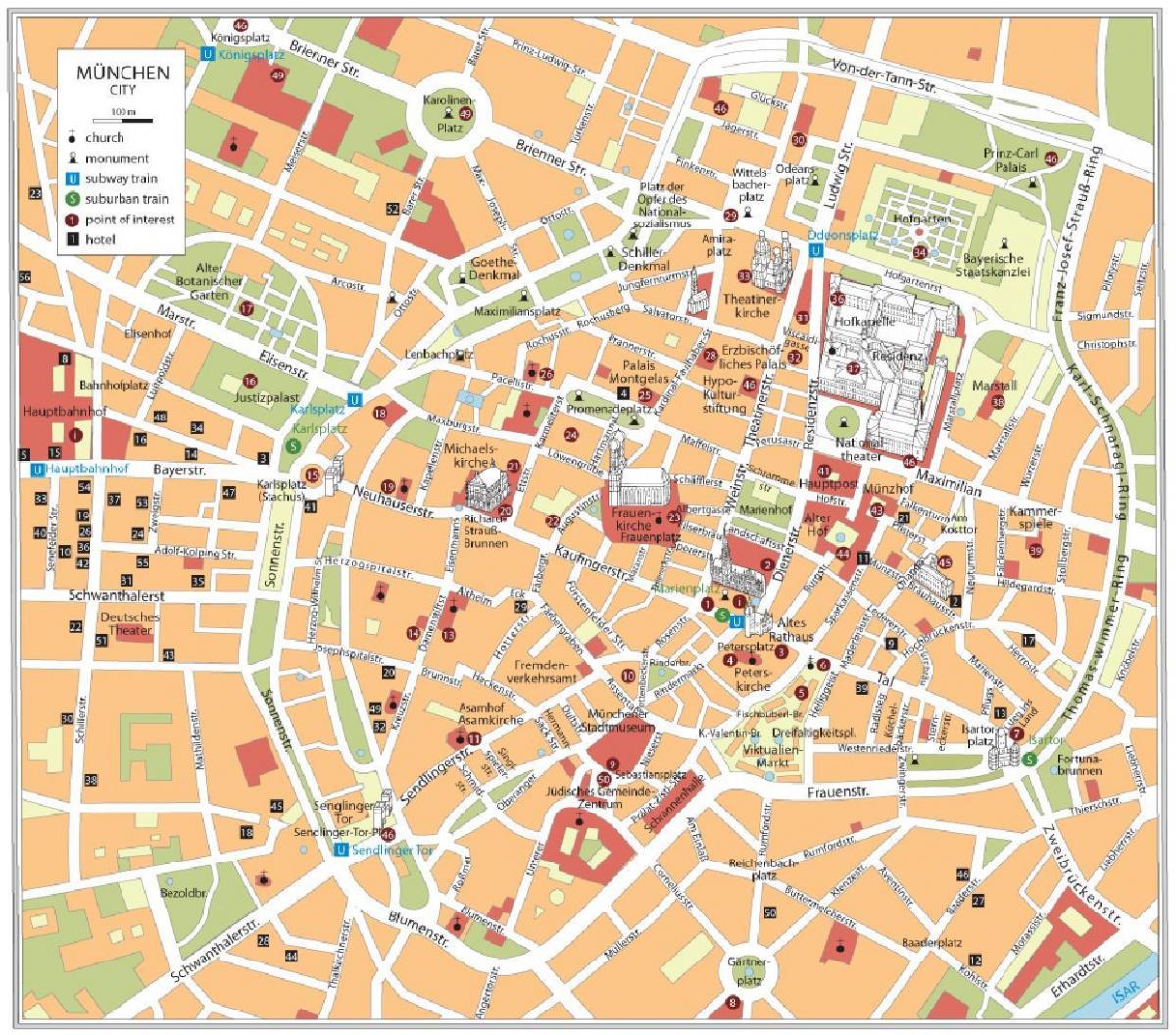 Мюнхен пешеходная карте