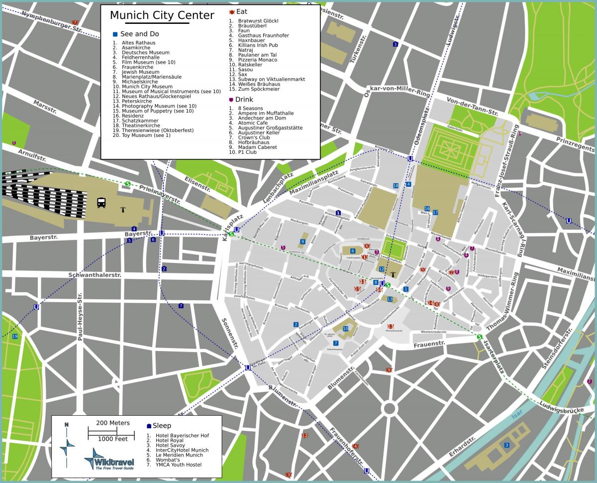 туристическая карта Мюнхена достопримечательностями