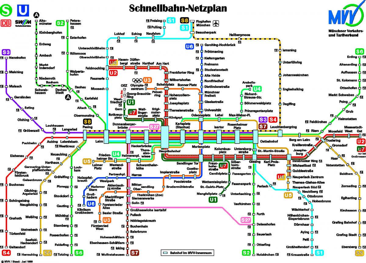 Карта метро Мюнхена 