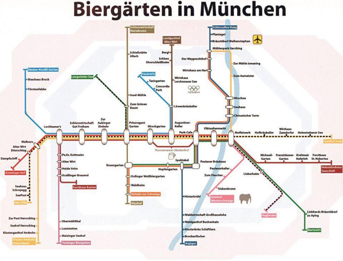 Карта Мюнхена пивной сад