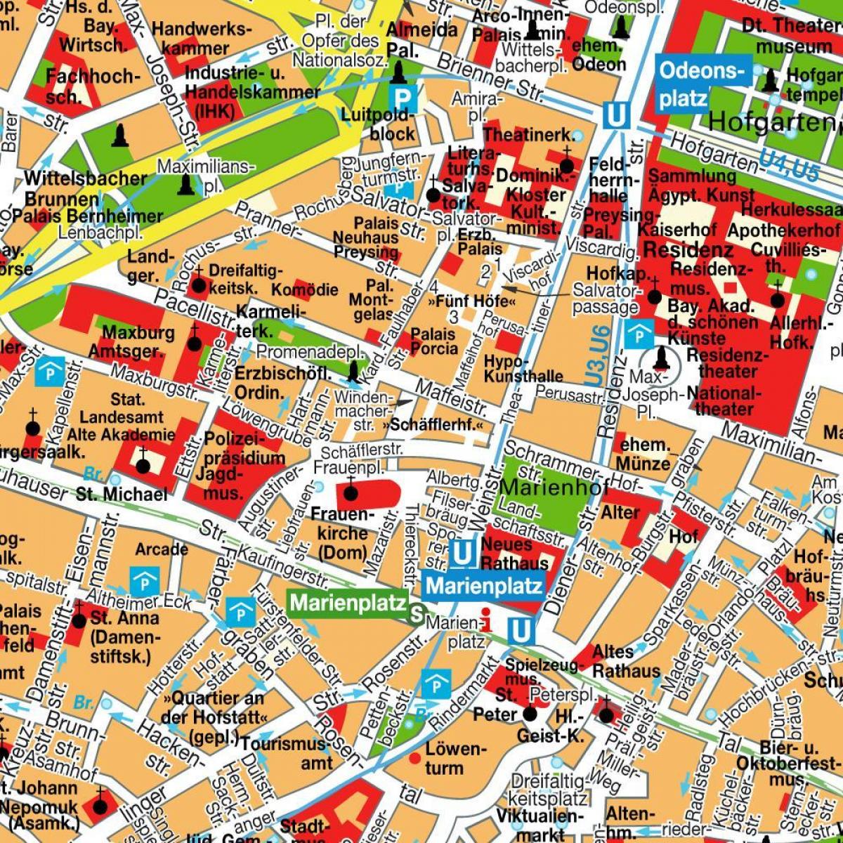 карта улиц Мюнхена до центра города 