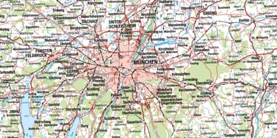 Карта Мюнхена и близлежащих городов